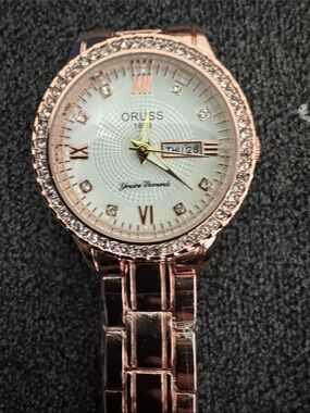 ORUSS Rose Gold Crystal-Accent Ladies Watch